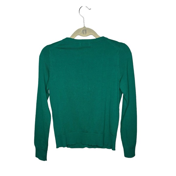 Women's XS Button Up Cardigan Sweater Scotty Dog Green Cotton Lightweight Preppy - Picture 10 of 13